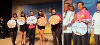 　縣長楊綏生昨出席《天下雜誌》所舉辦的「微笑台灣319鄉+款款再出發」啟動儀式，以詩詞及行動表演行銷馬祖觀光。（圖：縣府觀光局提供）