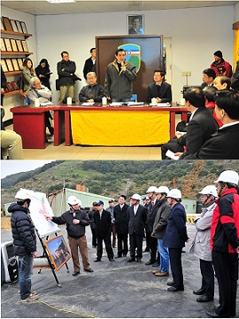 毛治國1月19日陪同馬總統視察馬祖南竿機場、福澳碼頭。(圖:馬祖日報資料室)