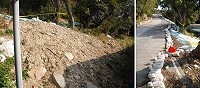 四維軍法組邊坡受風災影響有路基淘空之虞,縣府獲得行政院災害準備金展開復建。(圖/文:邱竟瑋)
