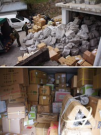 　馬祖郵局今年2月4日及5日的收件量達到春節前夕的高峰，在郵件區內堆積如山。（圖：馬祖郵局提供）