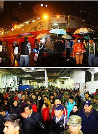 臺馬輪昨晚順利開抵基隆及半小時下船完成。(圖:曹以鋒攝)