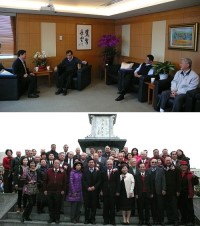 (上圖)縣長楊綏生拜會新任交通部長葉匡時;(下圖)縣長參加故國民政府主席林森146歲誕辰紀念後與同鄉會鄉親合影。(圖:連江縣政府提供)