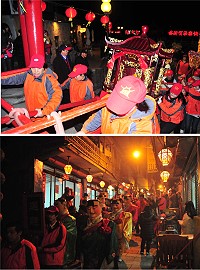 　金板境天后宮元宵節出巡遶境「十八暝」熱鬧登場，全村上下及許多鐵板鄉親都返家參加廟宇盛會，議長陳貴忠及許多鄉親都專程前往共襄盛舉。（圖／文：曹重偉）