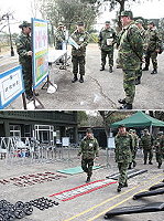 (上圖)指揮官任中將於日前至梅石幹訓班視導接訓整備情形。(下圖)任指揮官一一視導教學課程內容規劃、體能訓練器具、急救器材等新兵生活及訓練所需設備。(圖:宋韋廷/文:趙崇光)
