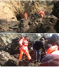 海巡昨天執行海陸聯合查緝,成功查獲越界及登上亮島的大陸漁民。(圖:海岸巡防署海洋巡防總局馬祖海巡隊提供)
