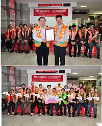 　偏鄉保肝篩檢第三度來到馬祖服務鄉親，縣長楊綏生至表感謝及重視，透過簡單儀式致贈感謝狀給嘉惠馬祖甚多的肝基會董事長許金川，肯定他為馬祖鄉親健康所做的貢獻；也與來賓舉牌一起高呼「3分鐘、免肝苦」、「我愛馬祖、馬祖愛我」等口號，現場響起熱烈的掌聲。（圖／文：曹重偉）