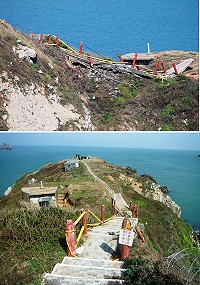 風虎角據點便道斷裂毀壞,民眾建議適度修繕,增加「海現龍闕」可看性。(圖/文:陳其敏)