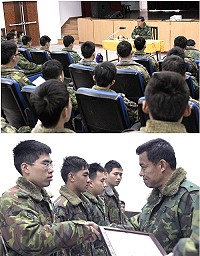 章指揮官表揚並勉勵屆退弟兄「只要你願意吃苦,一定可以撐起自己一片天」。(圖/文:劉書凱)