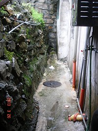 　工務局昨天在珠螺村長陳美蘭陪同下，前往劉姓鄉親住家會勘其反映污水管堵塞現象，確認該家戶內雨、污水管同流，後方低窪積水流入配管箱，大雨一來自然宣洩不及，將由顧問公司協助提解決方案。（圖：工務局提供）