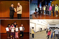 介壽國中小第37屆校慶慶祝大會昨溫馨登場,縣長楊綏生、議長陳貴忠前往祝賀頒獎,家長會長曹爾章更代表家長會捐贈五萬元至儲蓄愛心專戶。(圖/文:劉秋月)