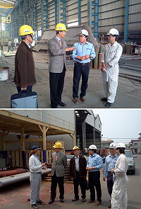 為了解「新臺馬輪」建造進度,副縣長陳敬忠率縣府交通局及連江航業人員,前往高雄船廠關心;指出工程落後的因應對策及補強作為很重要,但建造品質絕對不能疏忽。(圖:縣府交通局提供)