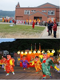 慶祝玄天上帝聖誕,珠螺、山隴熱鬧滾滾。珠螺境全村總動員,舉辦盛大的繞境活動(圖上);山隴境則舉辦敬香與祈福餐會,席開高達48桌(圖下)。(圖/文:劉秋月、曹以鋒)
