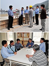 福澳漁港碼頭加高及周邊改善工程正進行最關鍵的灌漿作業,縣長楊綏生、副縣長陳敬忠一行特別前往視察,了解工程施作方式及整體進度,該工程目前整體進度已達23.76%。(圖/文:曹重偉)