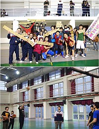 馬祖高中101學年度班際盃籃球比賽,最終勝負揭曉,場上學生熱情競技,場外學生也以創意加油。(圖:馬祖高中提供)