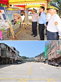 萬安36號演習正式登場,空襲警報響起各住家緊閉門戶,連平日人來人往的介壽村也是空無一人,時間彷彿靜止了30分鐘;中央副統裁官警政署副署長蔡俊章、主持人副縣長陳敬忠及中央各部會視導人員實地視察學生避難疏散、民眾避難疏散及災民收容、救護站開設。(圖/文:曹重偉)