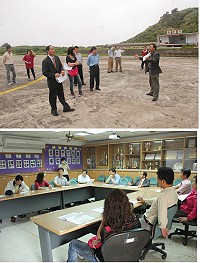 　（上圖）連江縣議會第5屆第7次定期大會縣政考察14日上午前進西莒，關切直升機場修繕完工狀況。（圖／文：邱竟瑋）；（下圖）連江縣議會縣政考察行程昨日下午抵達東莒。（圖／文：林冰芳）