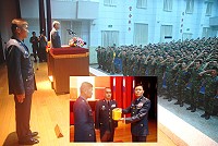 陸軍副司令吳有明中將主持東引地區指揮官佈達交接典禮。(圖/文:陳其敏)