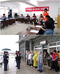 縣府建設局於5月14日邀集第十岸巡大隊、馬祖區漁會、連江縣警局等相關單位,於福澳漁港舉行大陸船員颱風期間上岸避風演練,以兼顧人道需求,確保鄉親與相關船員安全。(圖:縣府建設局提供)