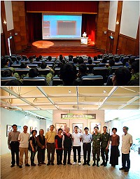 線上遊戲的角色創作者蒙其現身說法,將個人多年作品集結在民俗文物館展出,昨天上午舉行開幕式,縣長楊綏生親自前往致詞,也鼓勵馬祖文化可以朝向E世代新科技表現方式呈現。(圖/文:劉秋月)