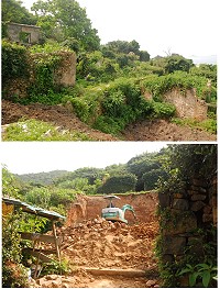南竿珠螺上村等崩坍,鄉公所投入復建。(圖/文:邱竟瑋)