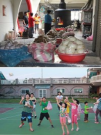 熾坪境福德宮昨日舉行補庫祭祀,信眾除焚燒金紙也準備「炊」祭拜,誠心祈求境內平安。(圖/文:林冰芳)