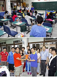 號稱「末代學測」的102年度國中學生基本學力測驗昨登場,馬祖考區首日秩序良好,有67人報考,僅3人缺考;縣長楊綏生在祕書長劉羽茵、教育局長邱金寶等人陪同下,專程前往考場向各校師生及工作人員致意並致贈茶水費。(圖/文:曹重偉)