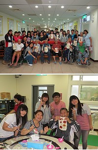 　縣府民政局與馬祖紅十字會8日下午結合社福志工以及馬中紅十字青少年服務隊學生的力量，前往大同之家關懷長者，並一起編織環保袋。（圖：縣府民政局提供）