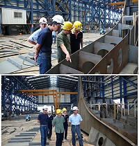 為了解「臺馬之星」工程進度及施工現況,縣長楊綏生日前專程遠赴高雄拜訪承包廠商高鼎遊艇公司,並前往各施工廠區實地了解各船體的製造狀況及整體進度。(圖:連江縣政府提供)