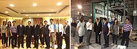 　連江縣議會昨前往立榮拜會董事長鄭光遠（左圖左五），下午轉赴宜蘭龍德造船廠考察新島際交通船。（圖：連江縣議會提供）