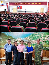 連江縣工會邀請勞委會主委潘世偉(中)親自來馬,在梅石中正堂為即將退役的軍中弟兄進行勞動權益宣導課程,縣長楊綏生特別代表地區歡迎,也希望勞委會持續支持地區各項勞工業務。(圖/文:劉秋月)