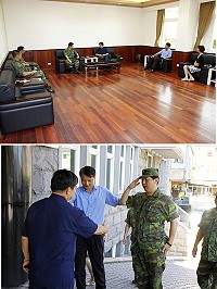 馬防部新任指揮官陳曉明昨天下午拜訪連江縣政府,受到縣長楊綏生、副縣長陳敬忠等熱情歡迎;楊綏生特別以恭賀及歡迎等詞句,表達對陳曉明出任馬防部指揮官的喜悅。(圖/文:曹重偉)