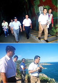 馬祖國家風景區管理處處長王忠銘走訪安東坑道及南橋據點,針對現有景點維護及未開發景點的特殊性進行深入了解。(圖/文:陳其敏)