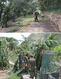 莒指部弟兄第一時間加入清理行列,讓東莒恢復原有樣貌。(圖/文:林冰芳)