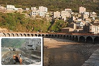 牛角新海堤完成整建工程初步通過海浪考驗,小圖為去年4月進場施作場景。(圖:本報資料照片)