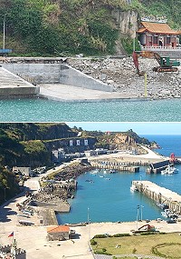 東引中柱漁船碼頭增設漁船上架平台,方便大小漁船進行維修保養。(圖/文:陳其敏)