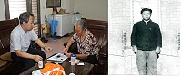 左圖:受人之託戴卓賢遠從香港抵達東莒拜訪曹老太太,為呂秉源尋找失散67年的胞兄呂秉道。(圖/文:林冰芳);右圖:照片中人為呂秉道先生20餘歲時的身影,呂秉道又稱「本哥哥」身高約一米七三,臉部較黑。(圖:呂秉源提供)