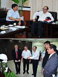 　大陸國台辦常務副主任、大陸海協會副會長鄭立中率大陸台辦經貿合作交流團抵馬參訪交流；縣長楊綏生也把握機會，就小三通現況與民間意見與鄭立中當面溝通。（圖／文：曹重偉）