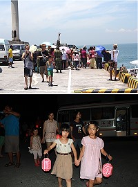 2013莒光海洋觀光年活動首日登場,免費導覽公車配合船班守候碼頭載送旅客,晚間提燈打野狐活動讓遊客體驗傳統習俗。(圖/文:林冰芳)