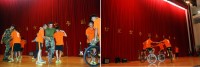 信望愛少年學園的受輔導學生昨日來馬勞軍,於南竿體育館展現高難度的獨輪車特技,並引導防區官兵體驗這項不簡單的育樂工具。(圖/文:邱竟瑋)