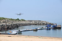 　塘岐澳口簡易浮動碼頭近期開始施工。（圖／文：陳鵬雄）