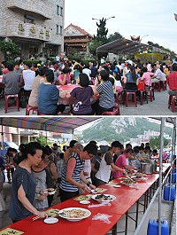 　北竿海洋文化之旅推出第2場免費淡菜創意料理饗宴，吸引大批民眾、遊客嚐鮮。（圖／文：陳鵬雄）