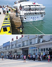 「馬祖之星」昨天上午首班次發生絞纜意外,導致船速大減,後在安全無虞下完成旅客輸運任務,「臺馬輪」也配合延航;後經船公司請人潛水將廢棄漁網割除,第2班11時航班不受影響。(圖/文:曹重偉)