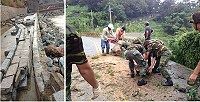 莒光指揮部於東、西莒動員國軍弟兄305人次,協助清理轄內環境及東莒福正澳口路邊海堤遭毀損30至40公尺。(圖:莒光鄉公所)
