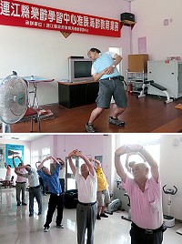 教育局樂齡學習中心「養生氣功課程」圓滿結束,學員在「趙師父」指導下學習基礎氣功,學員們均感獲益良多。(圖:縣府教育局樂齡學習中心提供)