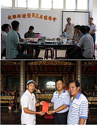 佳節近!議長陳貴忠向莒光鄉親預祝秋節愉快並就交通及裁軍等議題聆聽意見及溝通。(圖:連江縣議會提供)