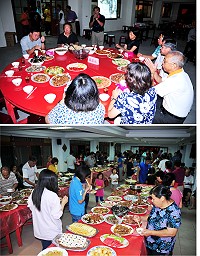 馬祖境天后宮舉辦「媽祖緣、人團圓」中秋節聯歡晚會,豐盛餐點吸引多位鄉親共襄盛舉;主委曾林官對於各界的協助除了感謝還是感謝。(圖/文:曹重偉)
