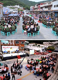 北高指揮部在塘岐迎賓館前廣場舉辦中秋軍民聯歡晚會,場面盛大熱鬧。(圖/文:陳鵬雄)