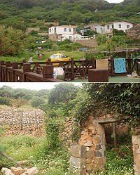 南竿珠螺上村日前因蘇拉颱風影響,部分老舊建築傾頹,鄉公所已完成災後復建,目前尚待有關單位清除雜草,還原古樸農村的面貌。(圖/文:邱竟瑋)