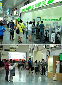 　中秋連假第2天，縣府交通局也持續執行輸運作業，受到「天兔」颱風接近影響，海路包括臺馬輪、小三通、莒光航班均提前宣布停航，好在空運維持正常，南竿機場後4班均有空位，終昏後現場沒有滯留旅客。（圖／文：曹重偉）  