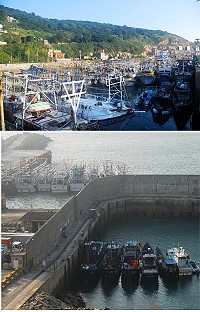 　因應颱風來襲，東引當地漁船與來自台灣的20艘漁船，分別進入軍方船渠、漁船碼頭避風。（圖／文：陳其敏）